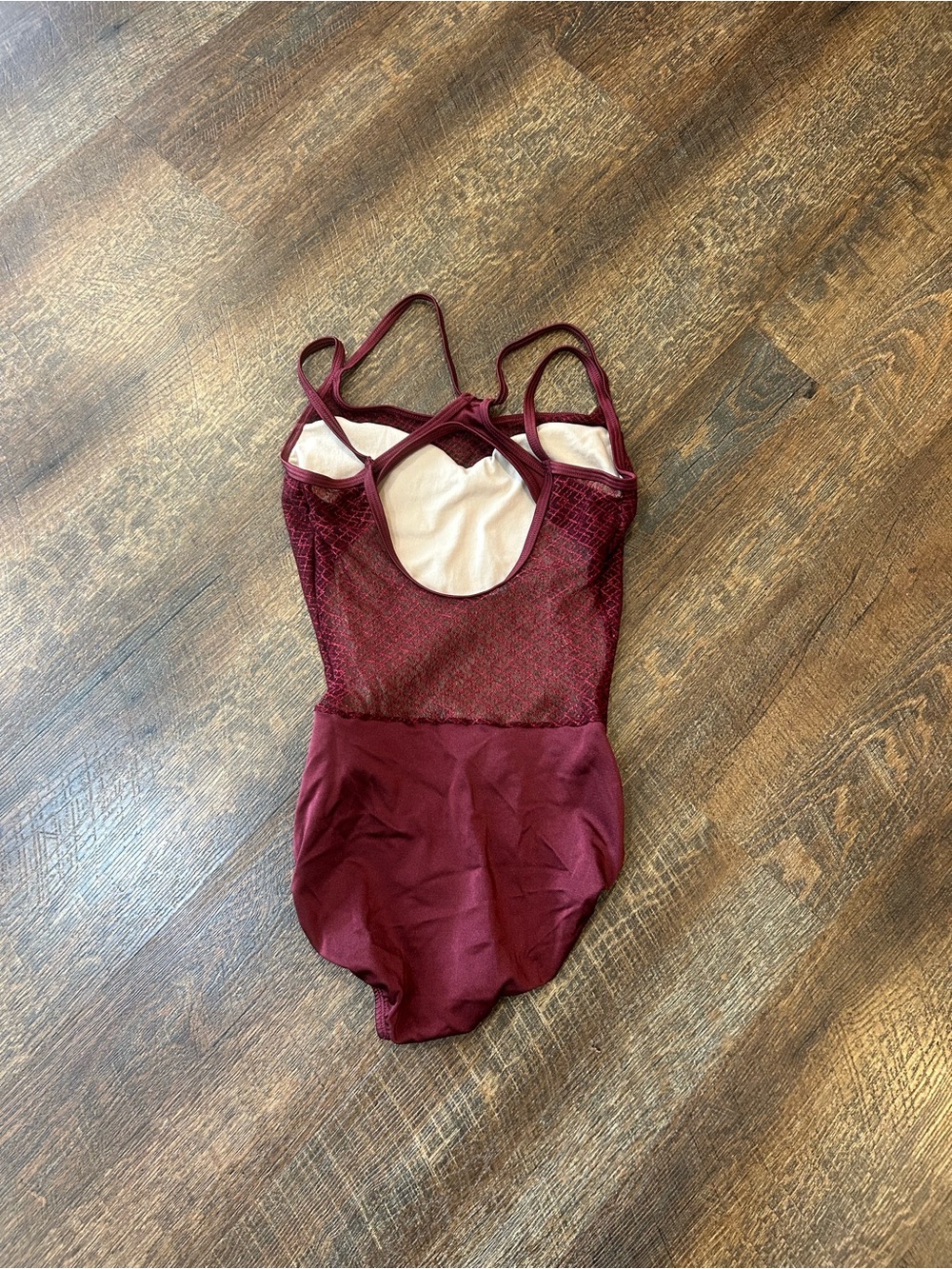 Women's Burgundy Textured Dance Leotard Small - Picture 2 of 9